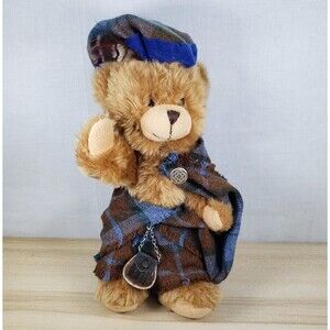 Ronnie Hek Scottish Tartan Teddy Collectable Bear Soft Movable Joints 12" Tall